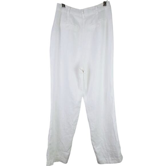 NA-KD EU 36 US 6 Women's White Linen Cropped Pants High Waist NWT - Picture 7 of 8